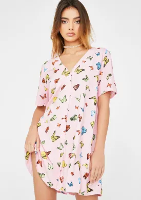 Pink Butterfly Crosena Dress