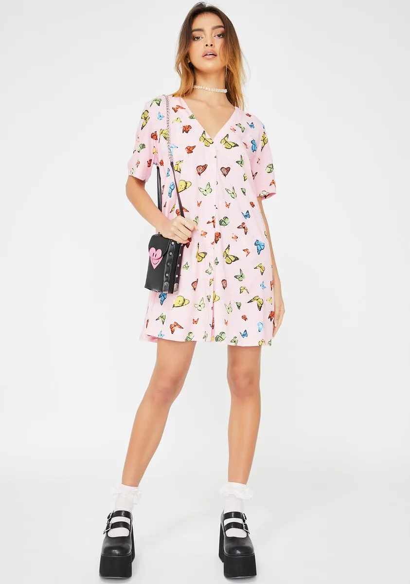 Pink Butterfly Crosena Dress