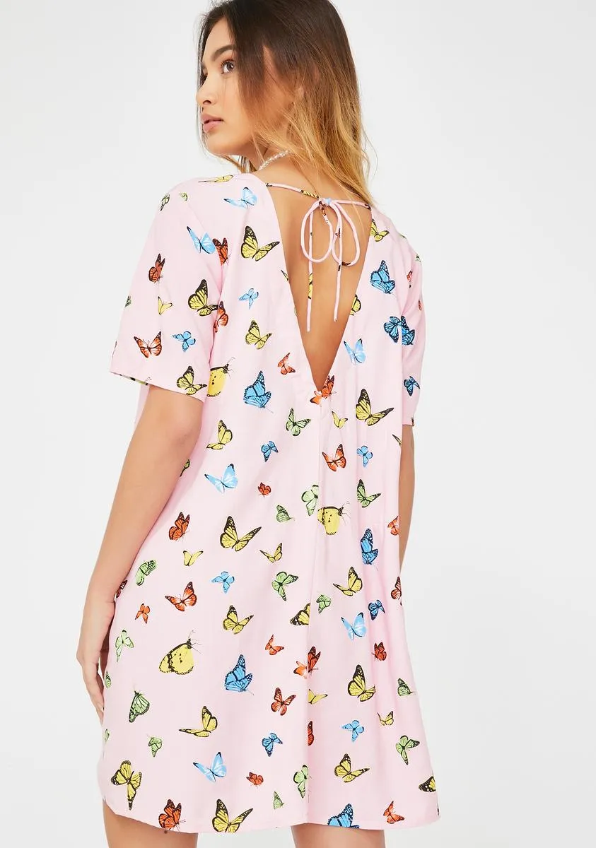 Pink Butterfly Crosena Dress