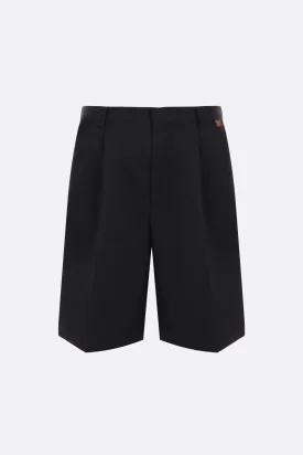 Pleated Web Loop Wool Blend Shorts