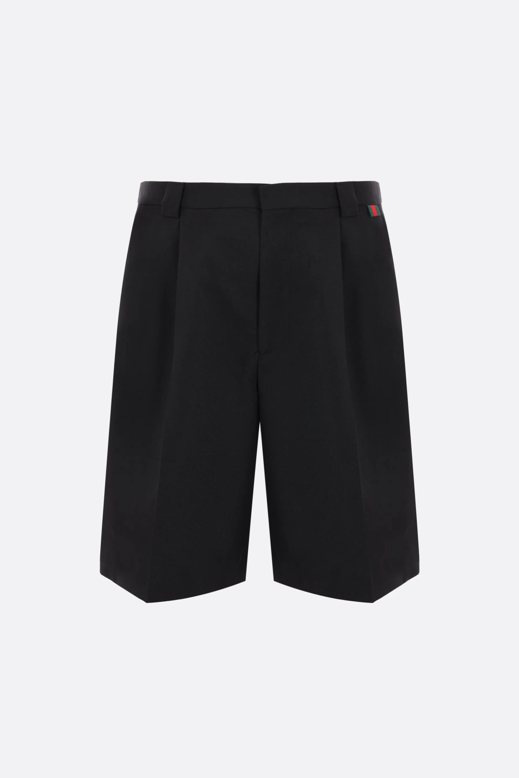 Pleated Web Loop Wool Blend Shorts