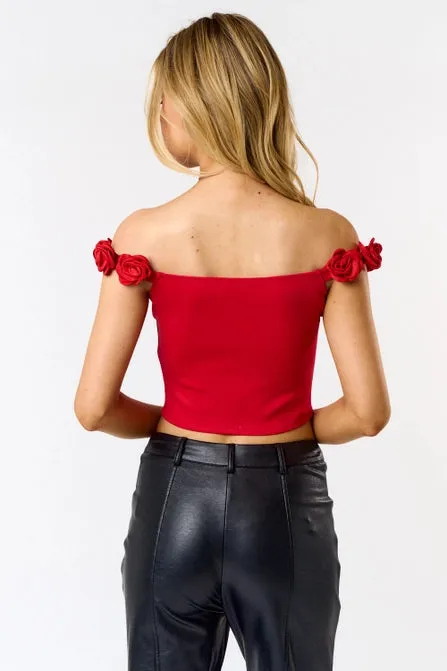 Rosette Off The Shoulder Crop