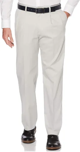 Savane Men's Ultimate Performance Pleated Chino Pants With Expandable Waistband, Non-Iron Fabric, Stretch Lightweight Twill