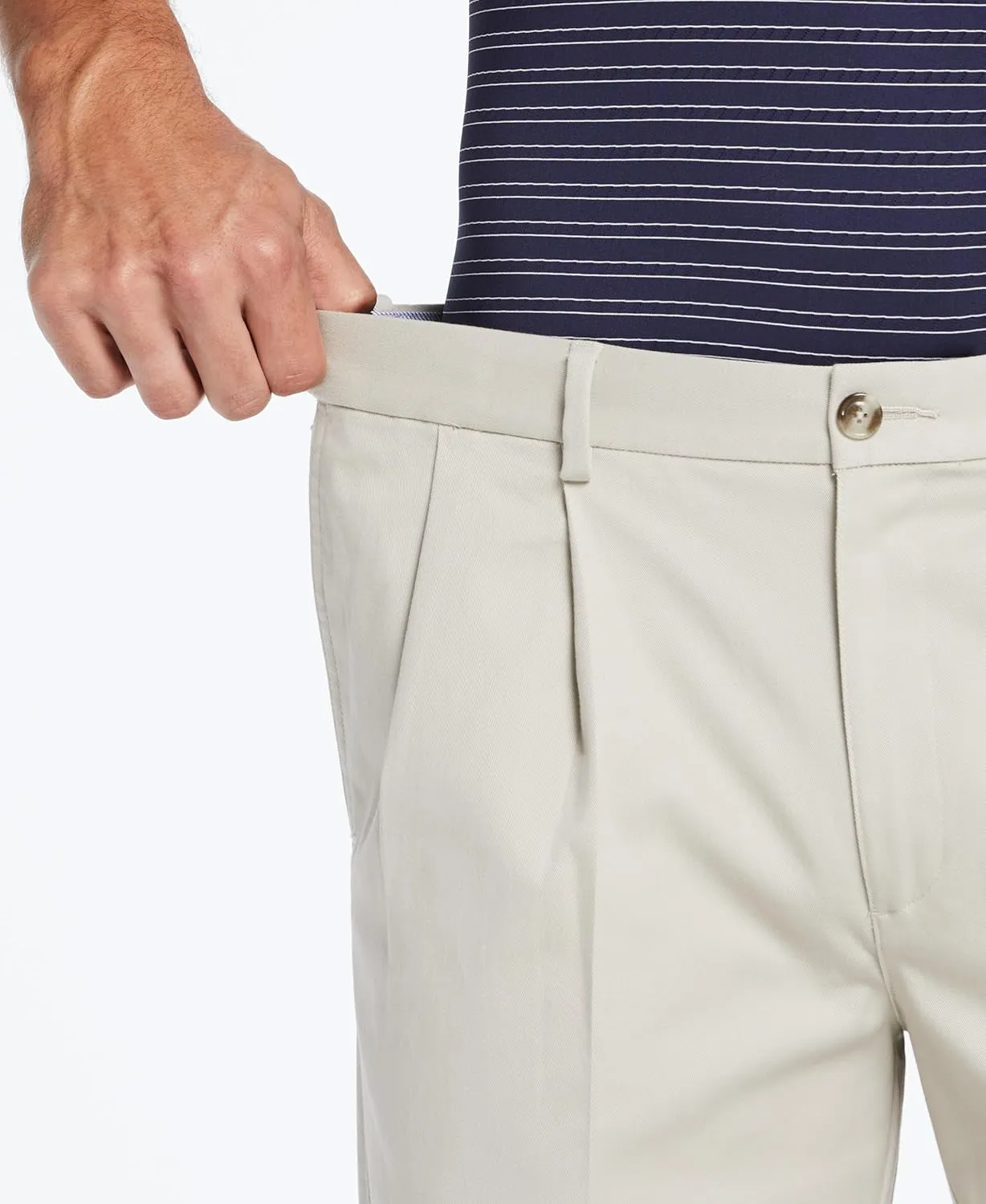 Savane Men's Ultimate Performance Pleated Chino Pants With Expandable Waistband, Non-Iron Fabric, Stretch Lightweight Twill