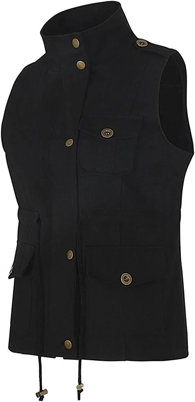 SENSERISE Womens Utility Vest Lightweight Military Vests Outerwear Sleeveless Jacket Anorak Coat with Pockets