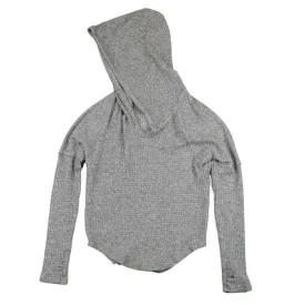 T2Love Grey Hooded Thermal Knit Girls Hoodie with Thumbholes