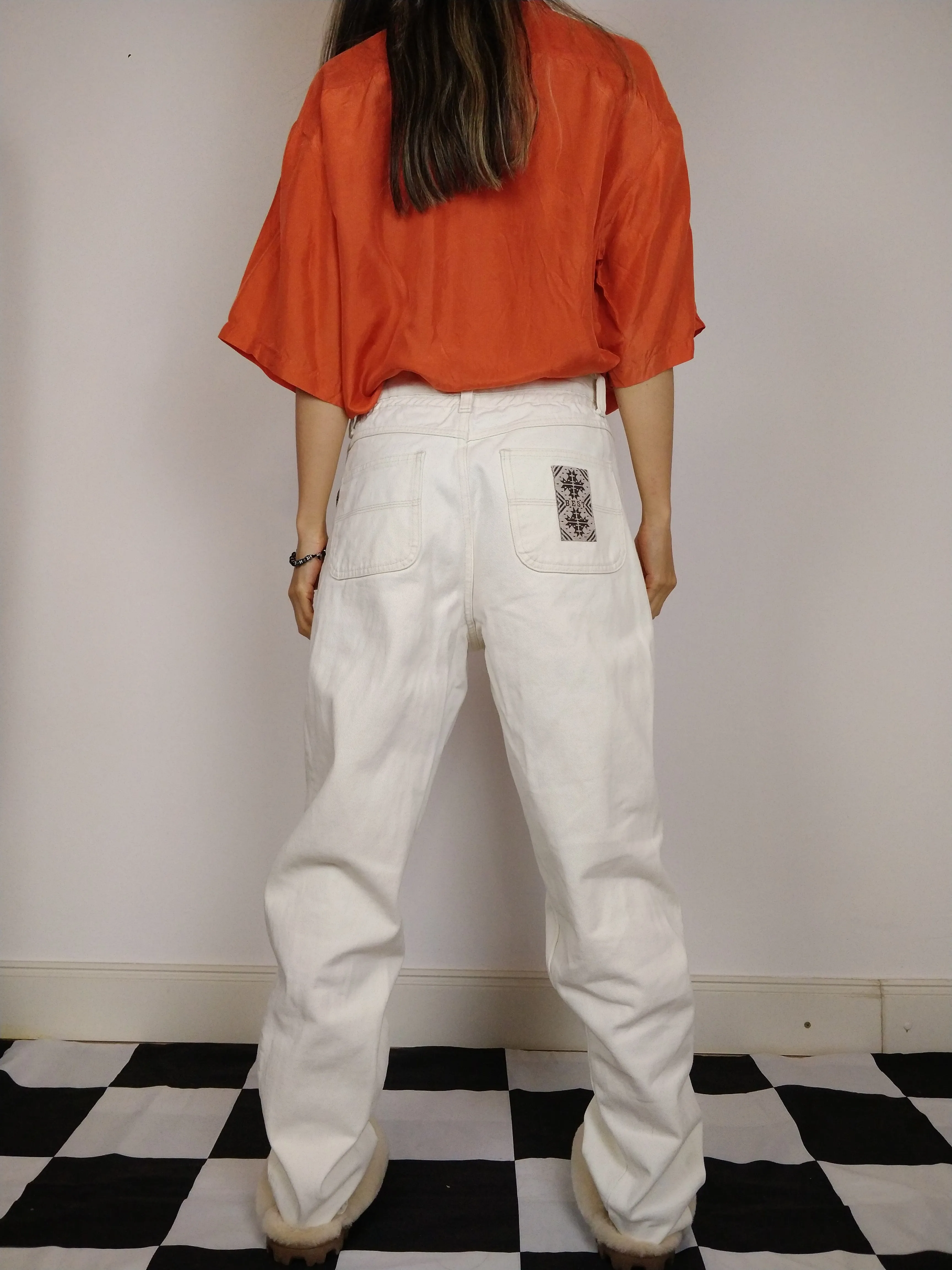 The White Jeans | Vintage white high waist denim mom jeans pants M
