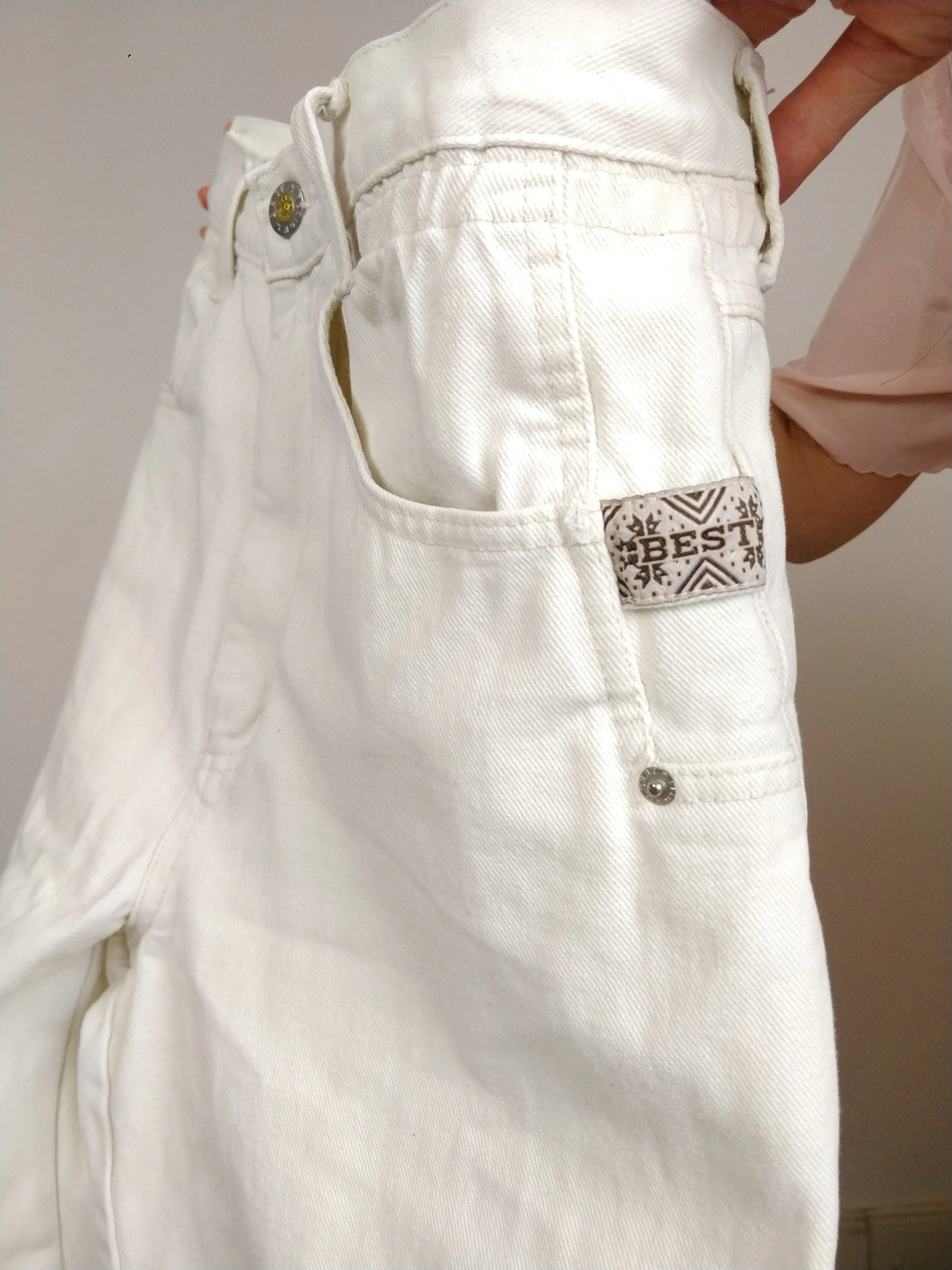 The White Jeans | Vintage white high waist denim mom jeans pants M
