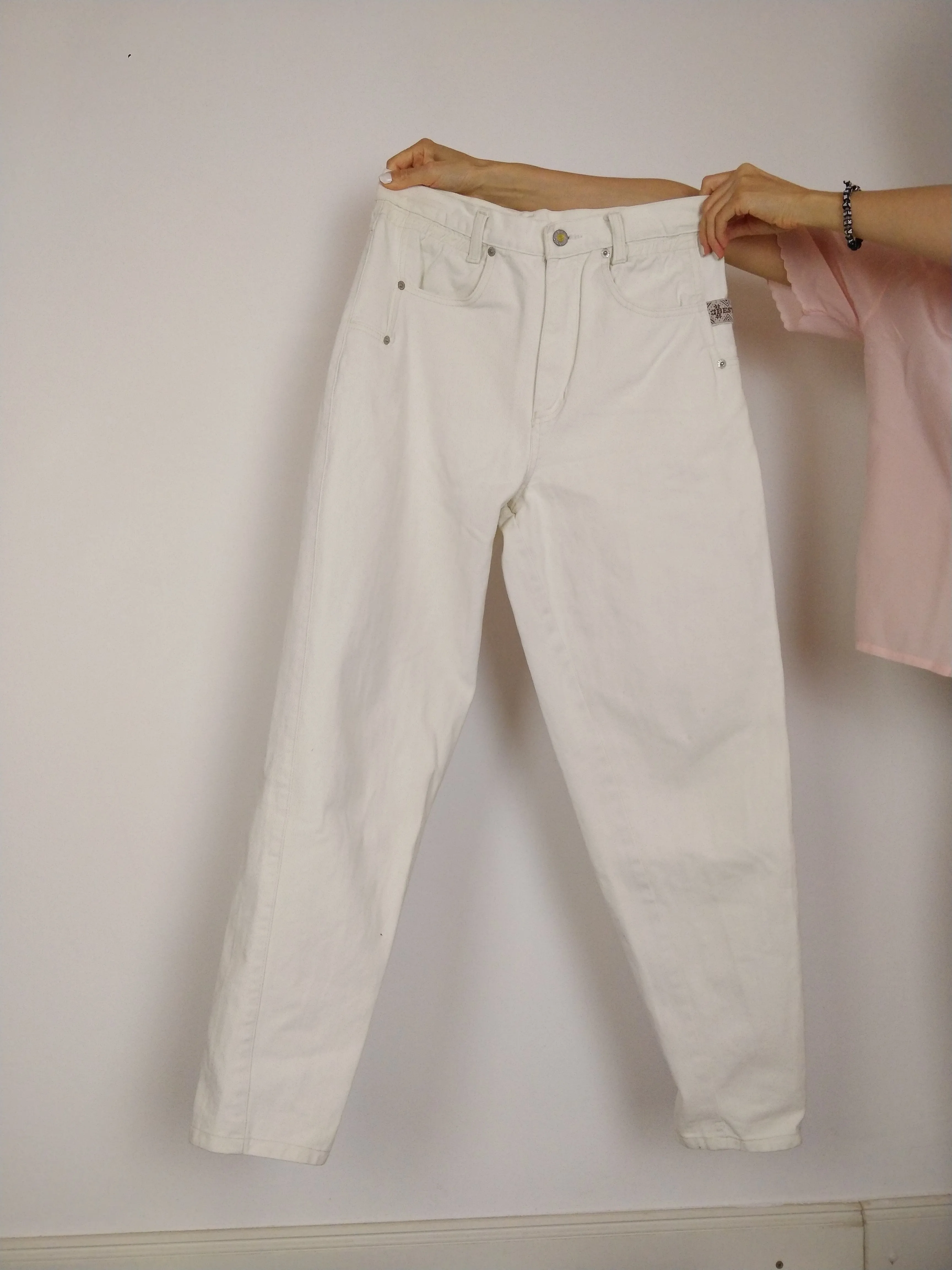 The White Jeans | Vintage white high waist denim mom jeans pants M