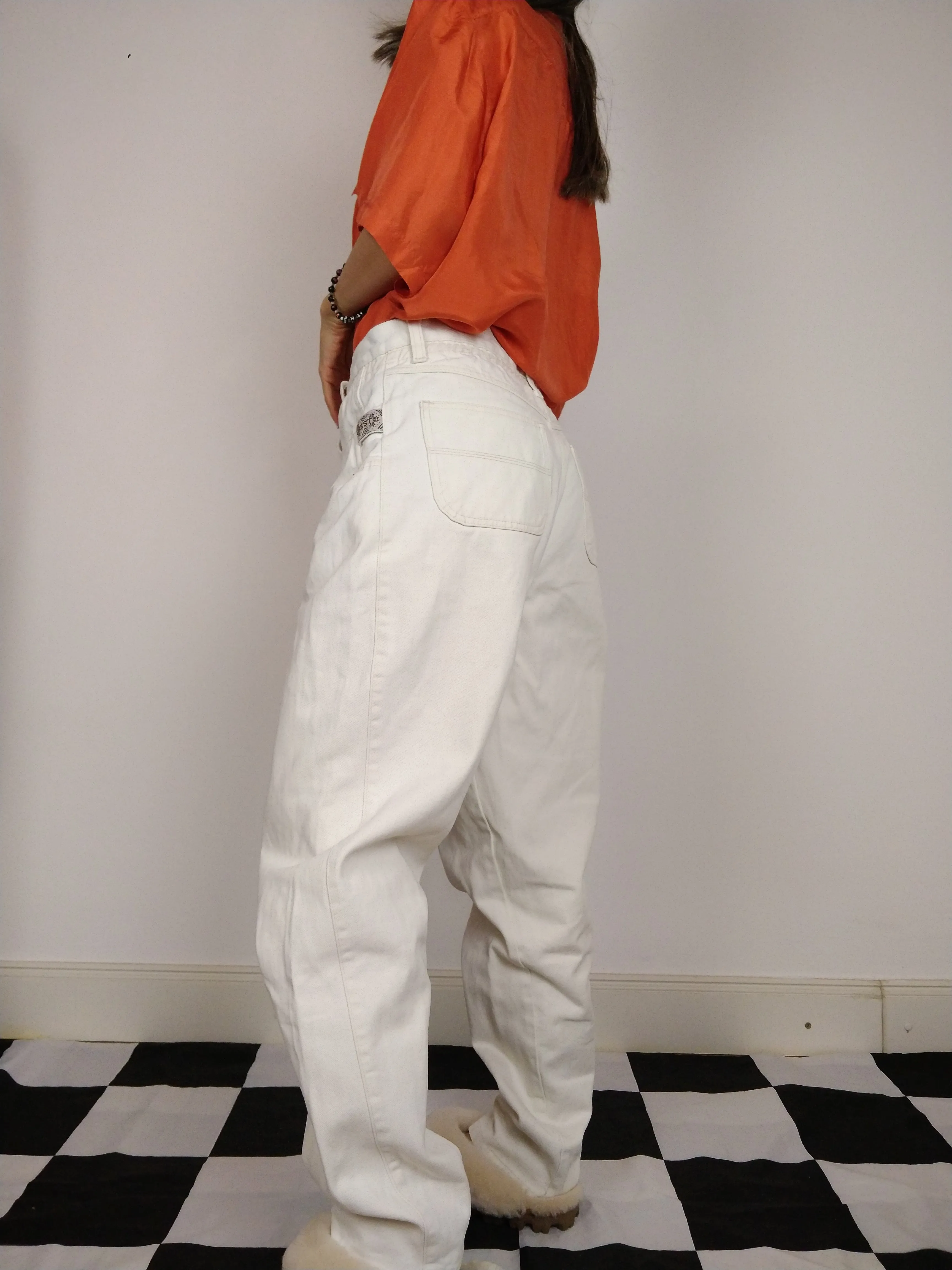 The White Jeans | Vintage white high waist denim mom jeans pants M
