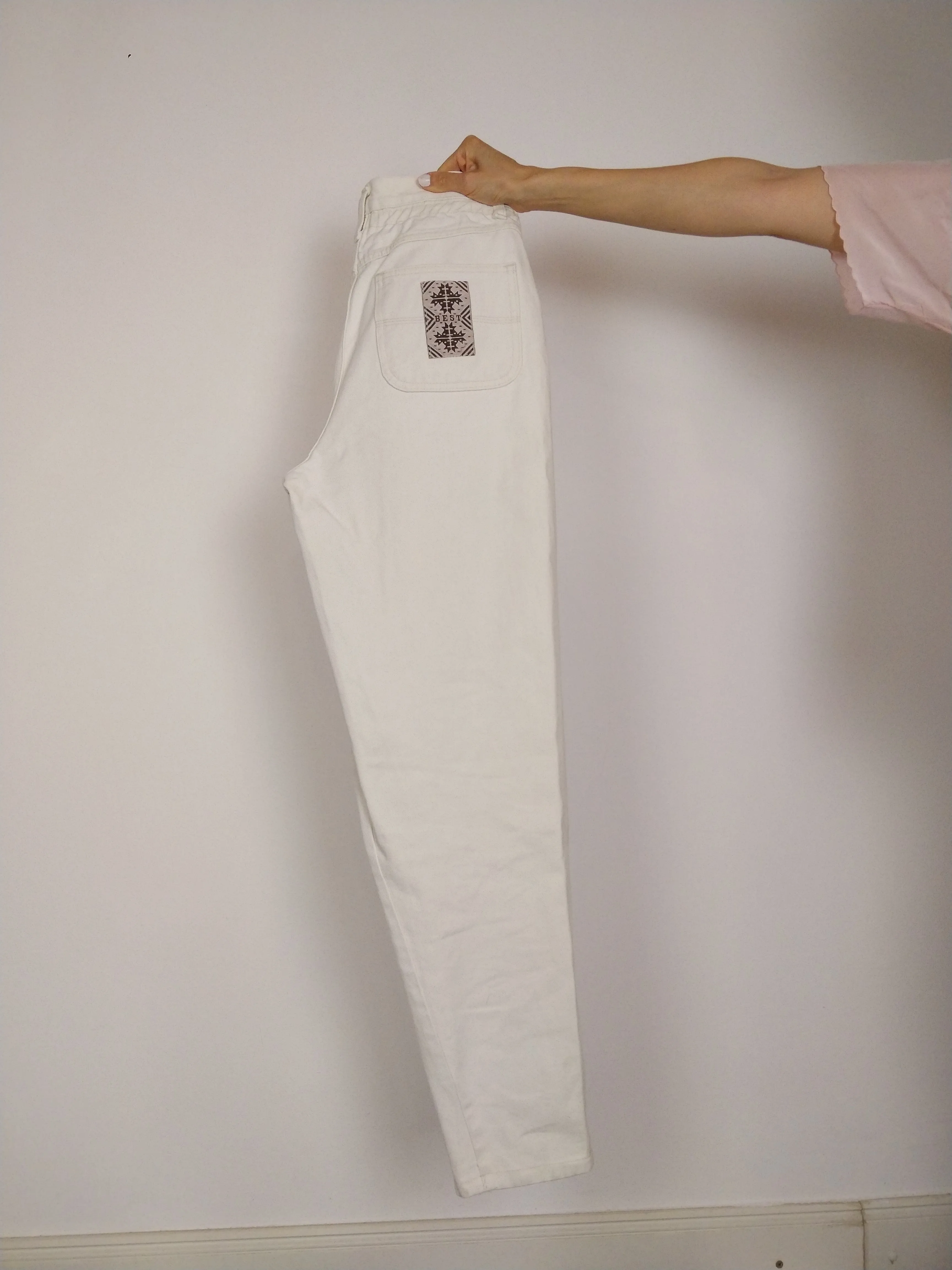 The White Jeans | Vintage white high waist denim mom jeans pants M