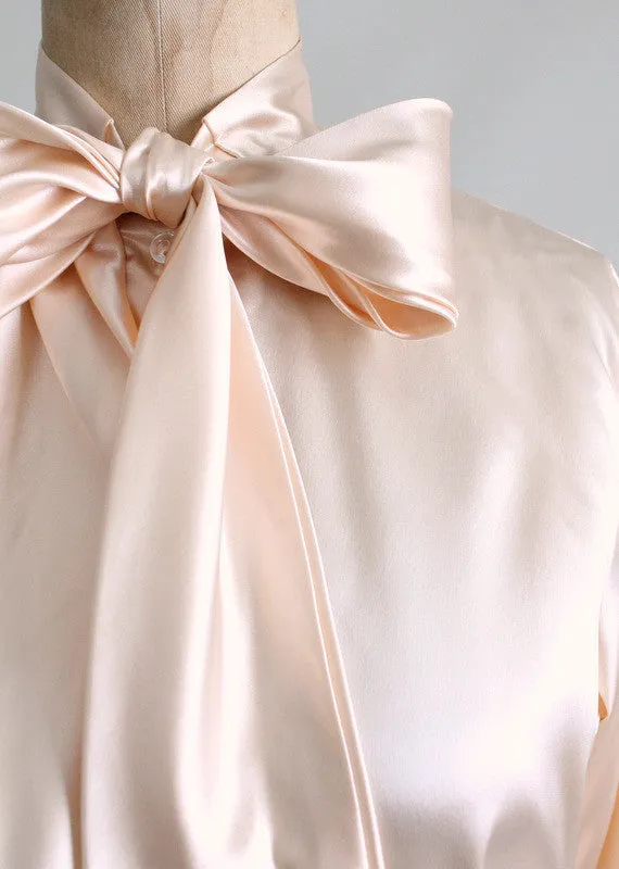 Vintage 1970s NOS Satiny Bow Blouse