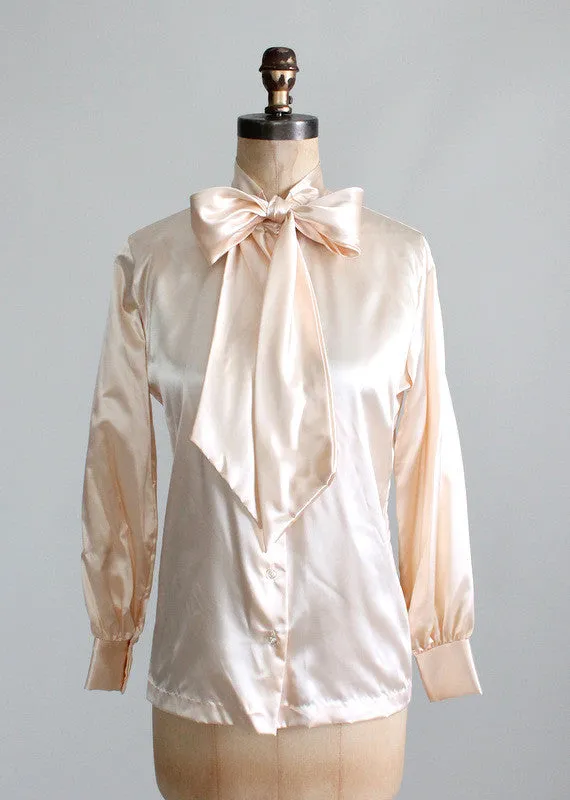 Vintage 1970s NOS Satiny Bow Blouse