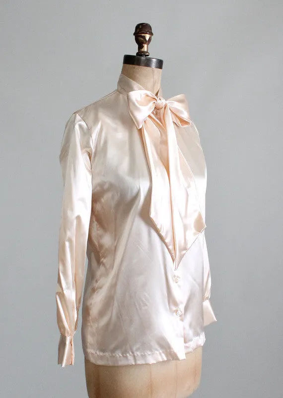 Vintage 1970s NOS Satiny Bow Blouse