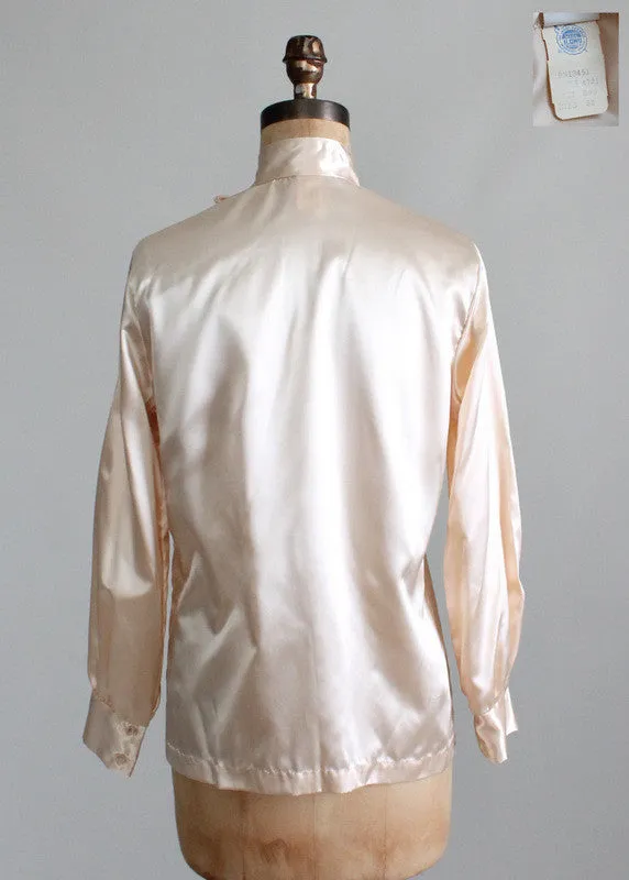 Vintage 1970s NOS Satiny Bow Blouse