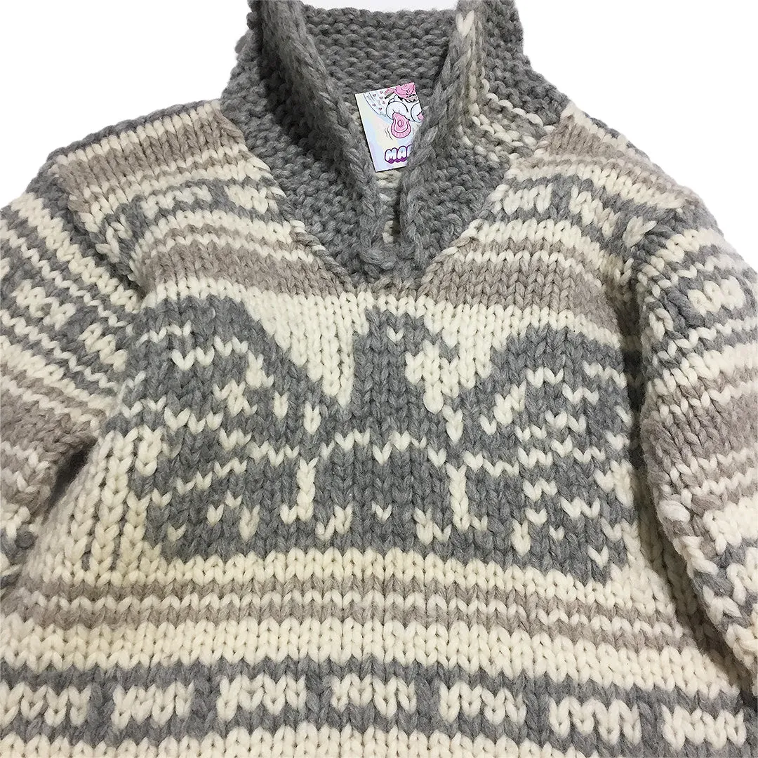 Vintage Grey White Heavy Knit Sweater