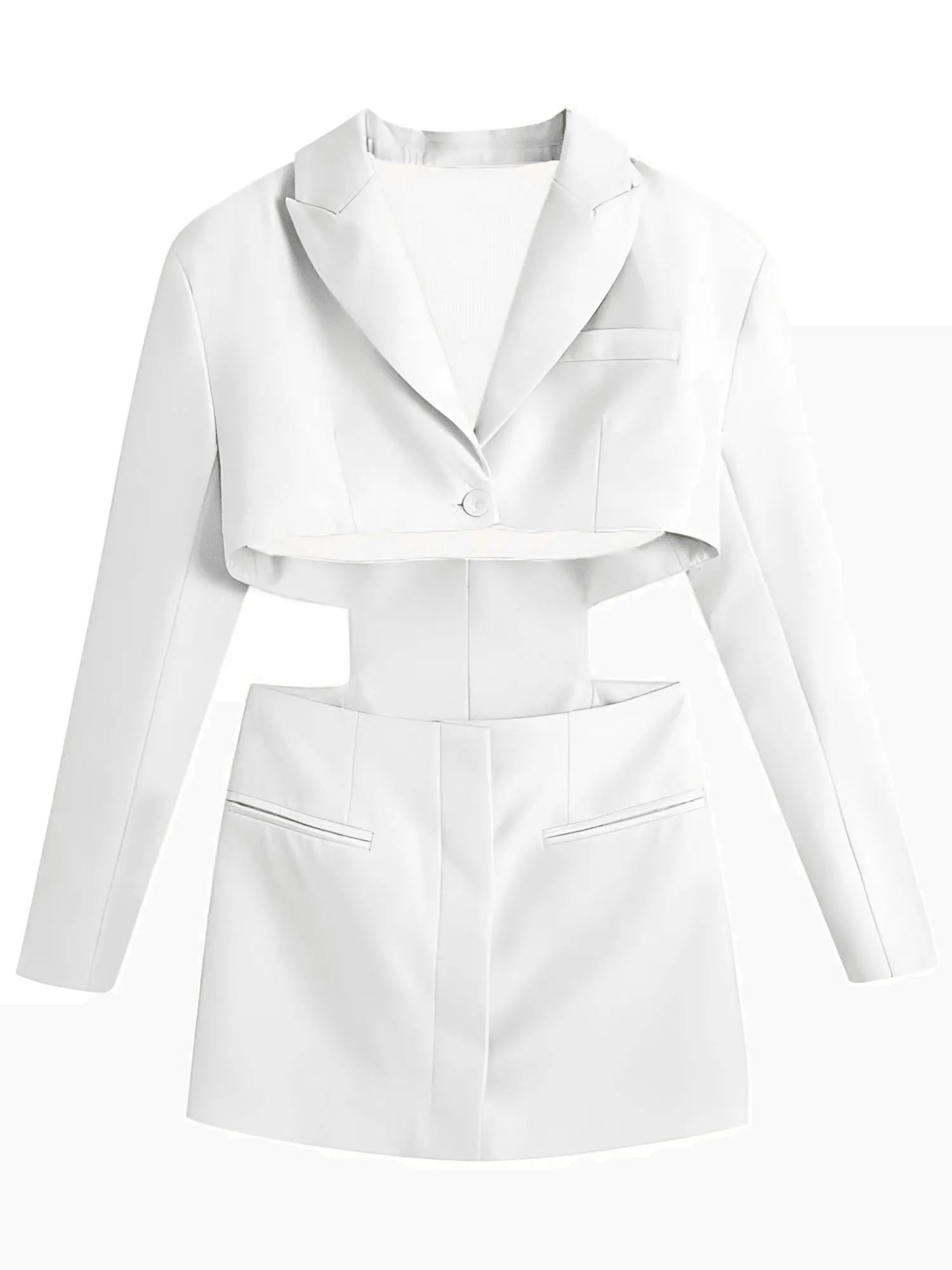 White Cut Out Blazer Dress   In 3 New Colors!