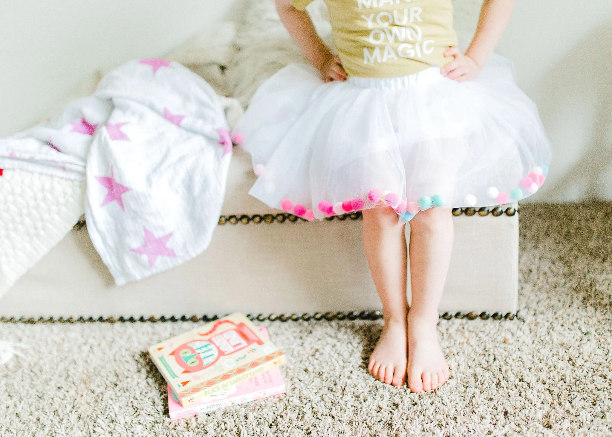 White Tutu For Girls | Pom Pom Tutu With Necklace and Bracelet Accessory | 3Pcs Set