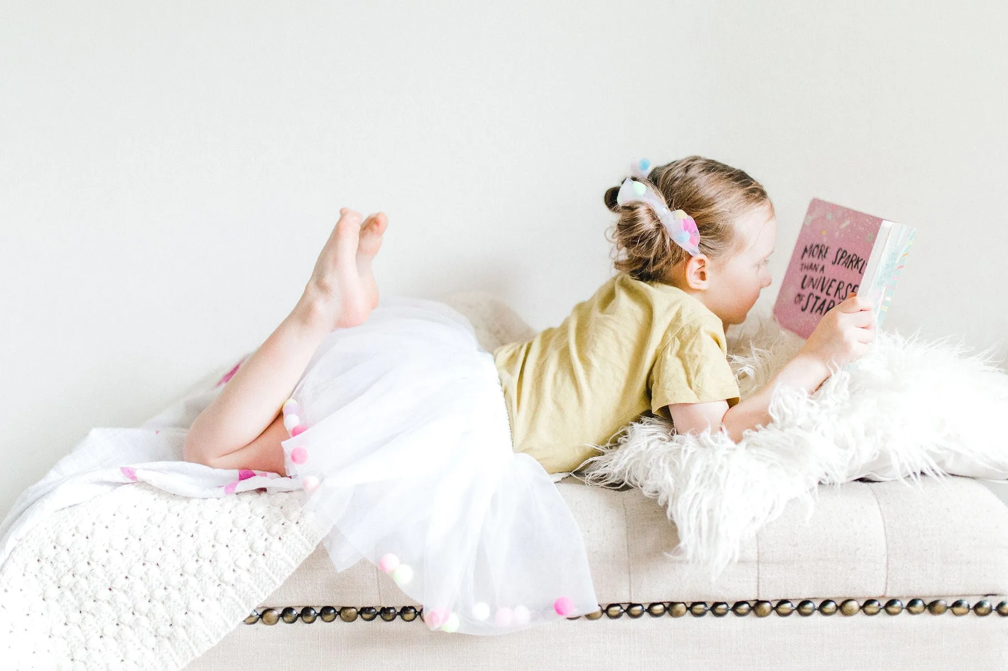 White Tutu For Girls | Pom Pom Tutu With Necklace and Bracelet Accessory | 3Pcs Set