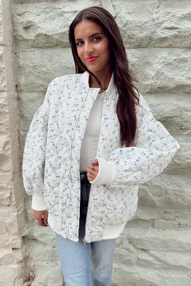 Wild Flower Quilted Bomber Jacket