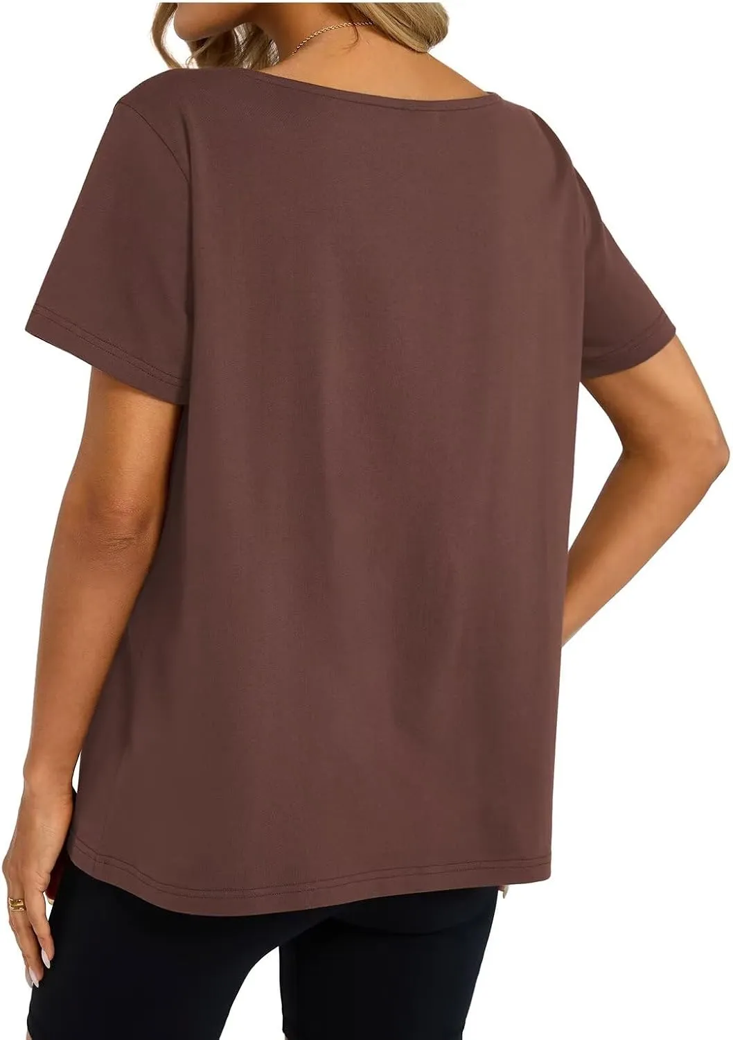 Womens Cotton Oversized Tshirts Boat Neck Off Shoulder Short Sleeve Tops Loose Fit Summer Streetwear Clothes