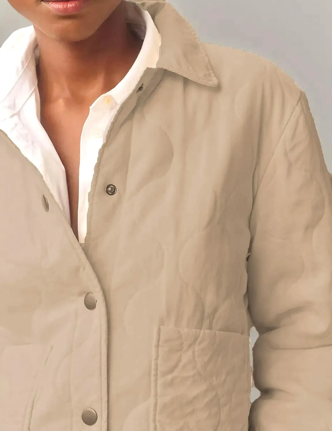 Women's Cropped Quilted Jacket Lightweight Casual Warm Winter Button Down Coats with Pockets