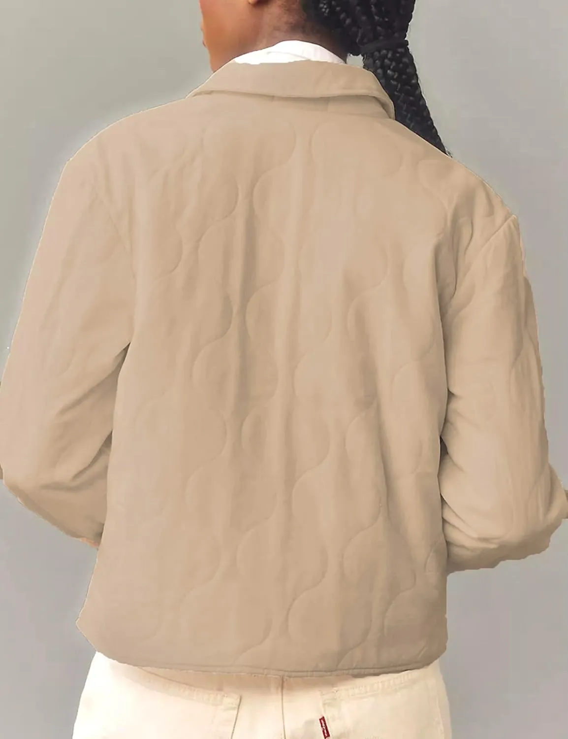 Women's Cropped Quilted Jacket Lightweight Casual Warm Winter Button Down Coats with Pockets