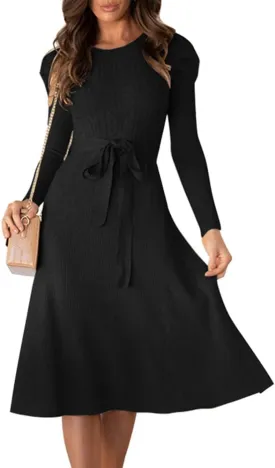 Women's Fall Dresses Long Sleeve Velvet Formal Maxi Dress with Belt Casual Cocktail Wedding Guest Party Long Dress