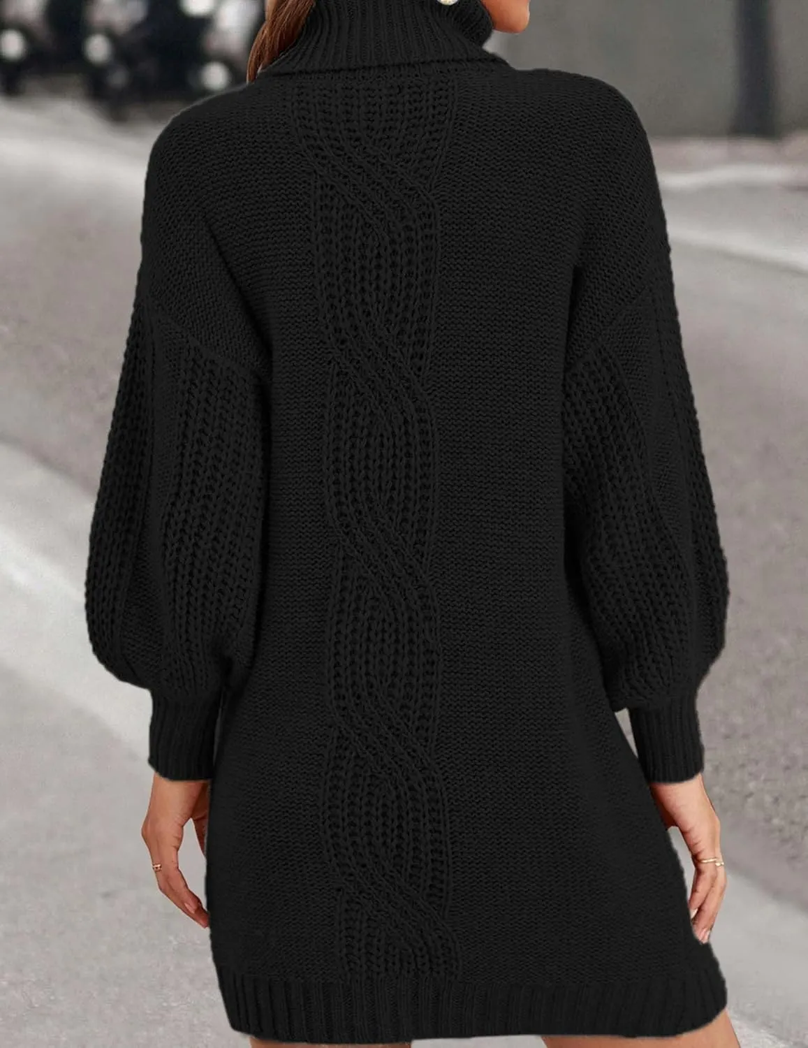 Womens Fall Ladies Dressy Casual Chunky Turtleneck Cable Knit Sweater Dress 2024